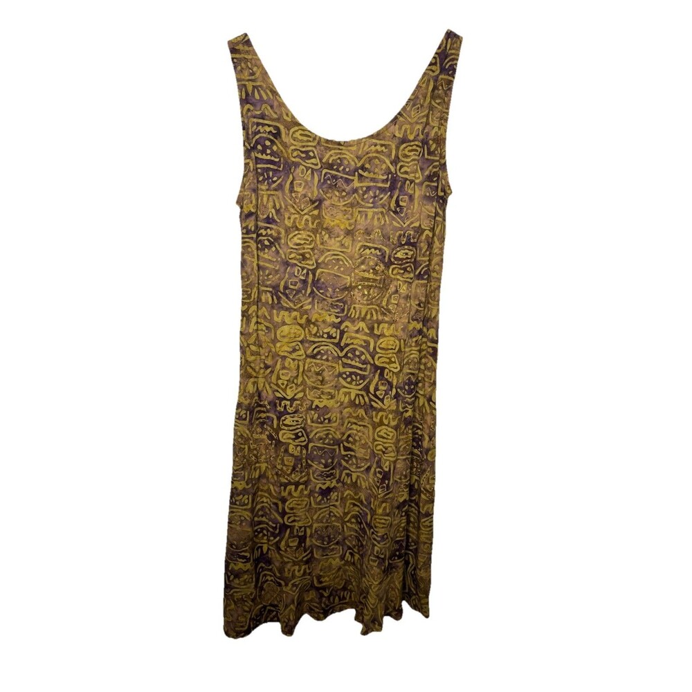 VINTAGE BALI BATIKS RESORT WEAR DRESS WOMENS SIZE MEDIUM Purple Green